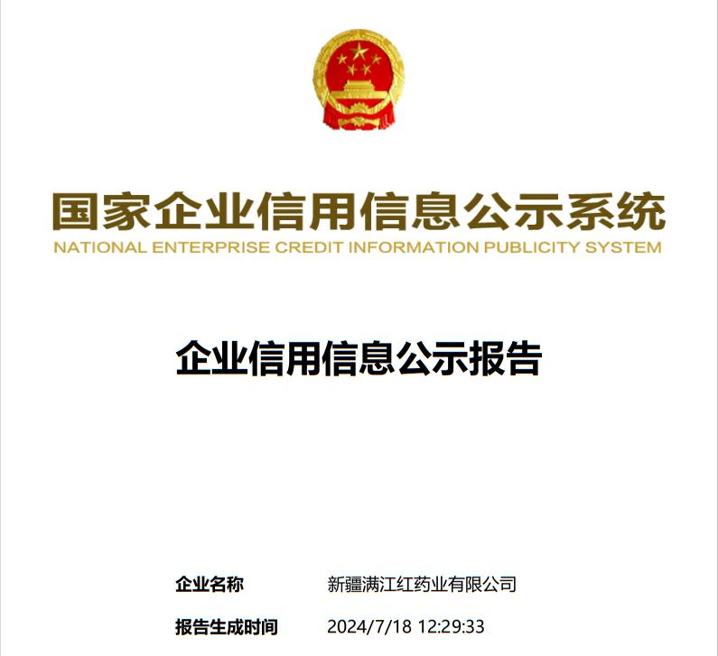 企业信用公示报告